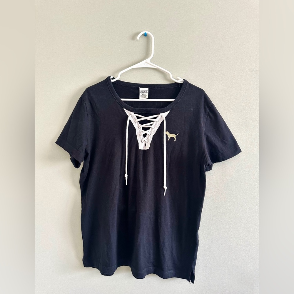 PINK front lace tee